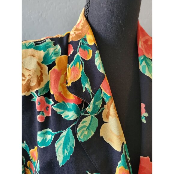 Carole Little jacket lightweight floral blazer 1980s, Vibrant Colors Size L - Picture 3 of 13